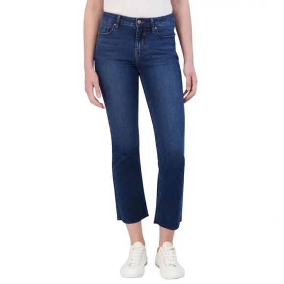VIGOSS Women's Marley Bootcut Crop Jeans Fitted Stretch Mid-Rise Dark Blue Sz 28 - Picture 1 of 4